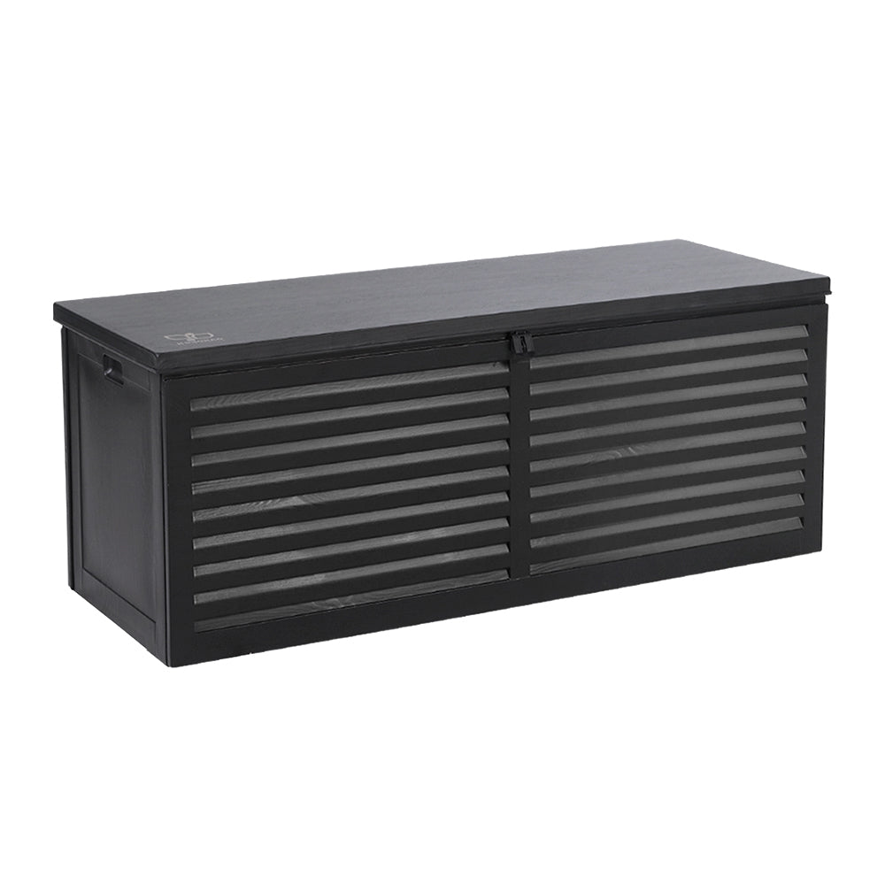 Gardeon Outdoor Storage Box 390L Container Lockable Garden Bench Shed Tools Toy All Black