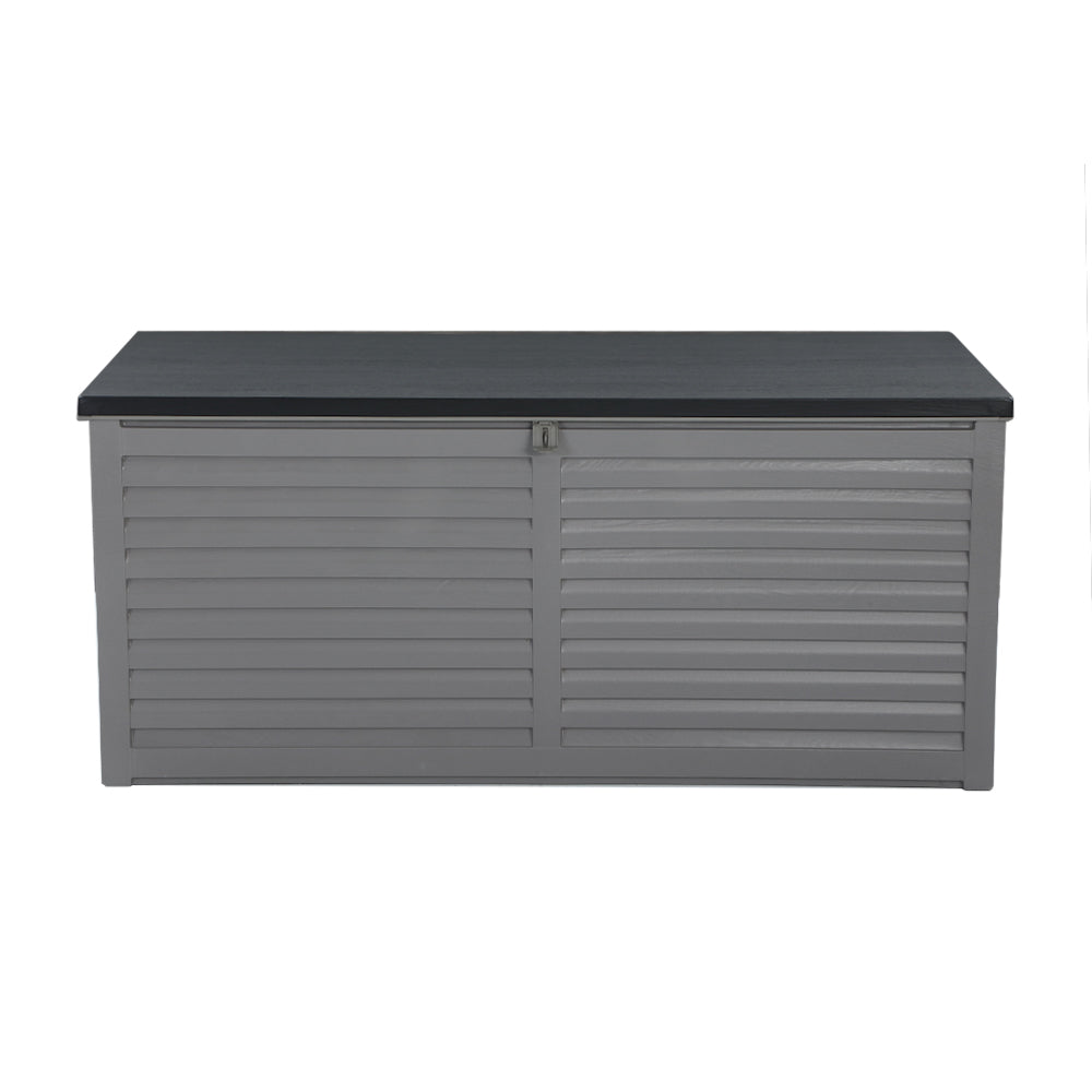 Gardeon Outdoor Storage Box 490L Container Lockable Garden Bench Tools Toy Shed Black