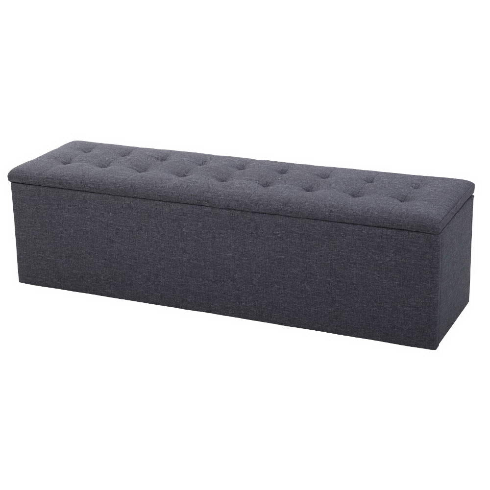 Artiss Storage Ottoman Blanket Box 140cm Linen Dark Grey