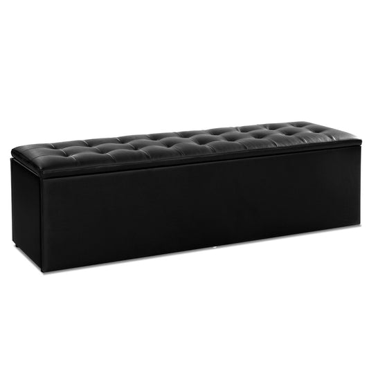 Artiss Storage Ottoman Blanket Box 140cm Leather Black