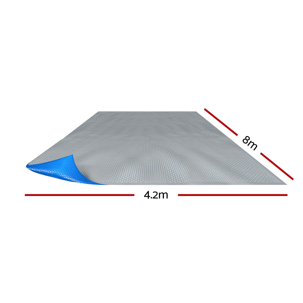 Aquabuddy Pool Cover 500 Micron 8x4.2m Swimming Pool Solar Blanket Blue Silver