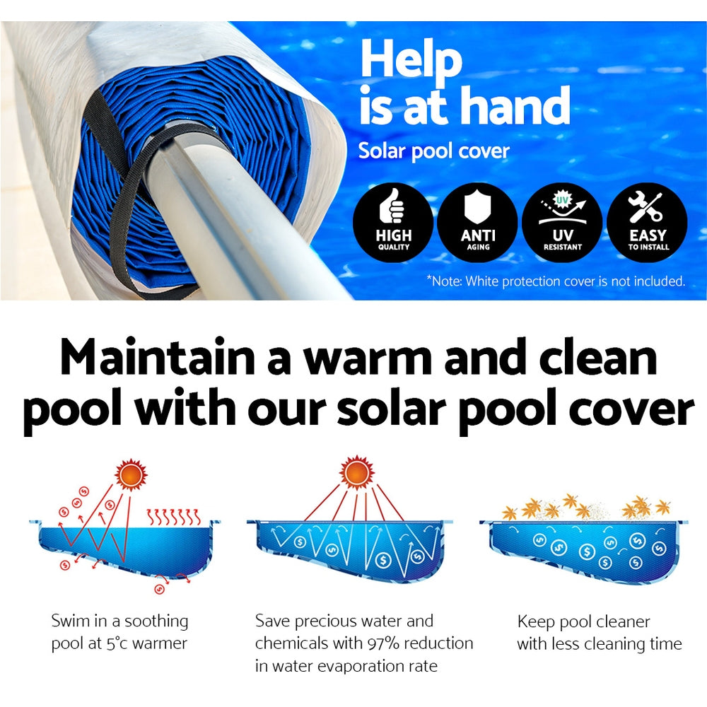 Aquabuddy Pool Cover 500 Micron 8.5x4.2m Swimming Pool Solar Blanket 5.5m Roller