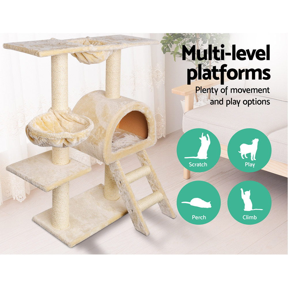 i.Pet Cat Tree 100cm Tower Scratching Post Scratcher Condo House Trees Bed Beige