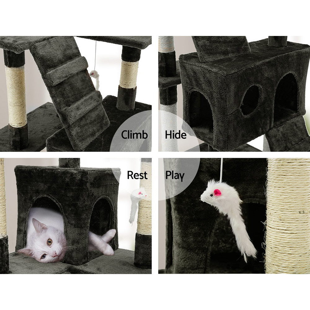 i.Pet Cat Tree 180cm Tower Scratching Post Scratcher Wood Condo House Toys Grey