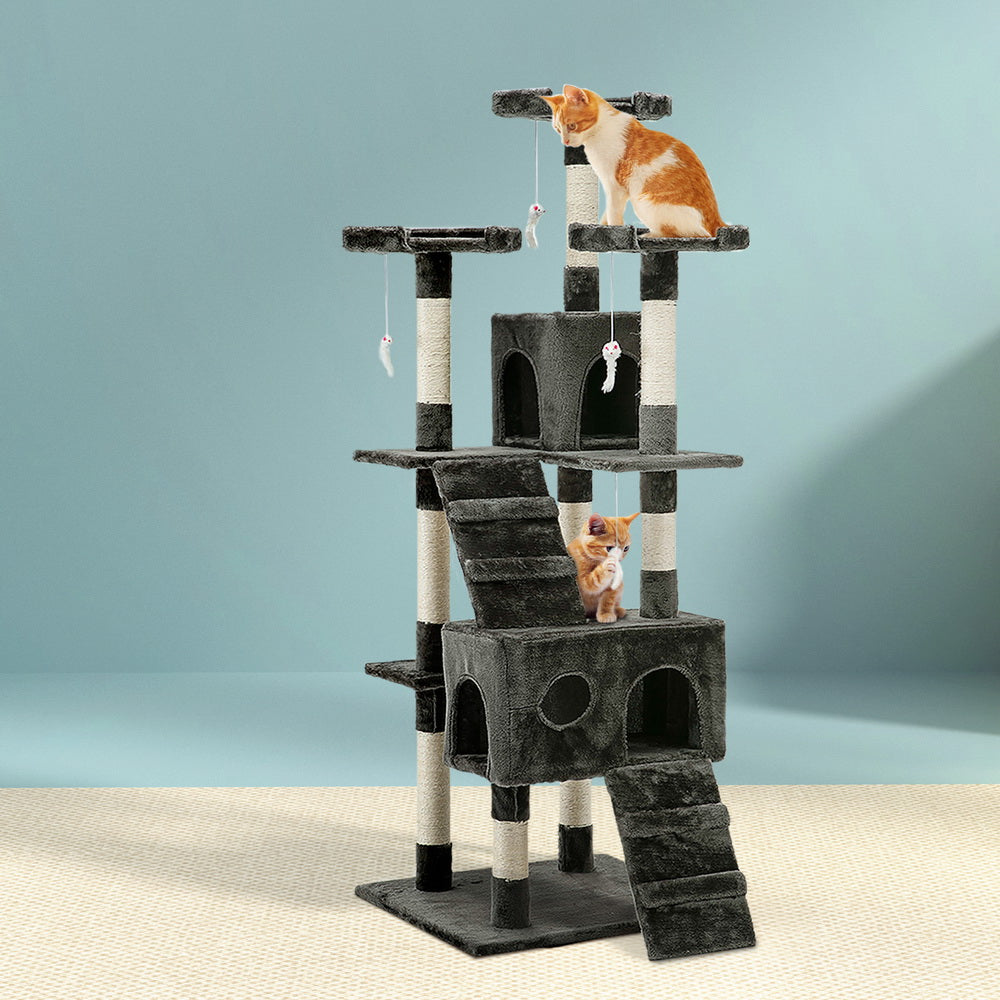 i.Pet Cat Tree 180cm Tower Scratching Post Scratcher Wood Condo House Toys Grey