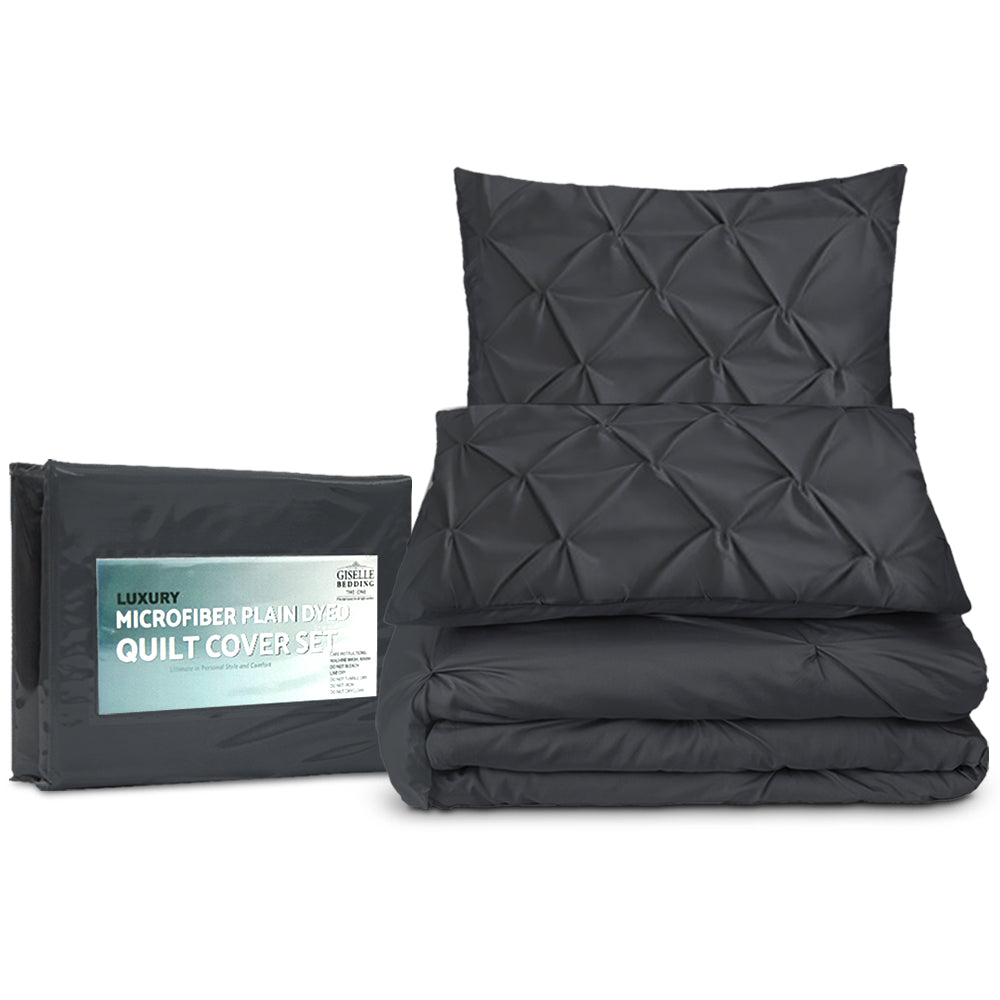 Giselle Bedding Quilt Cover Set Diamond Black Super King