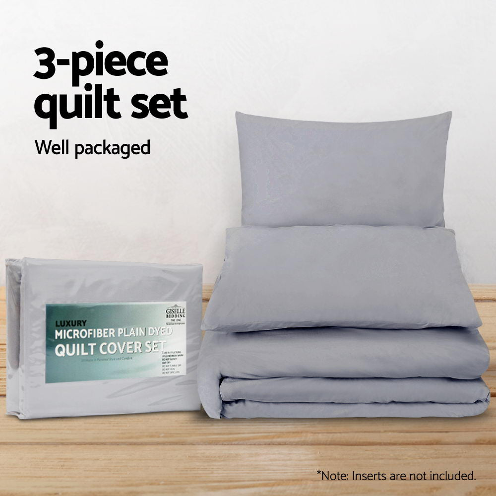 Giselle Bedding Quilt Cover Set Classic Grey Super King