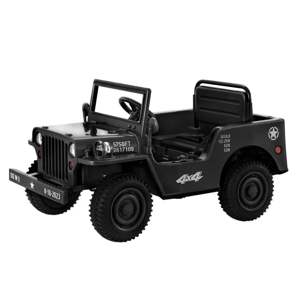 Rigo Kids Electric Ride On Car Jeep Military Off Road Toy Cars Remote 12V Black