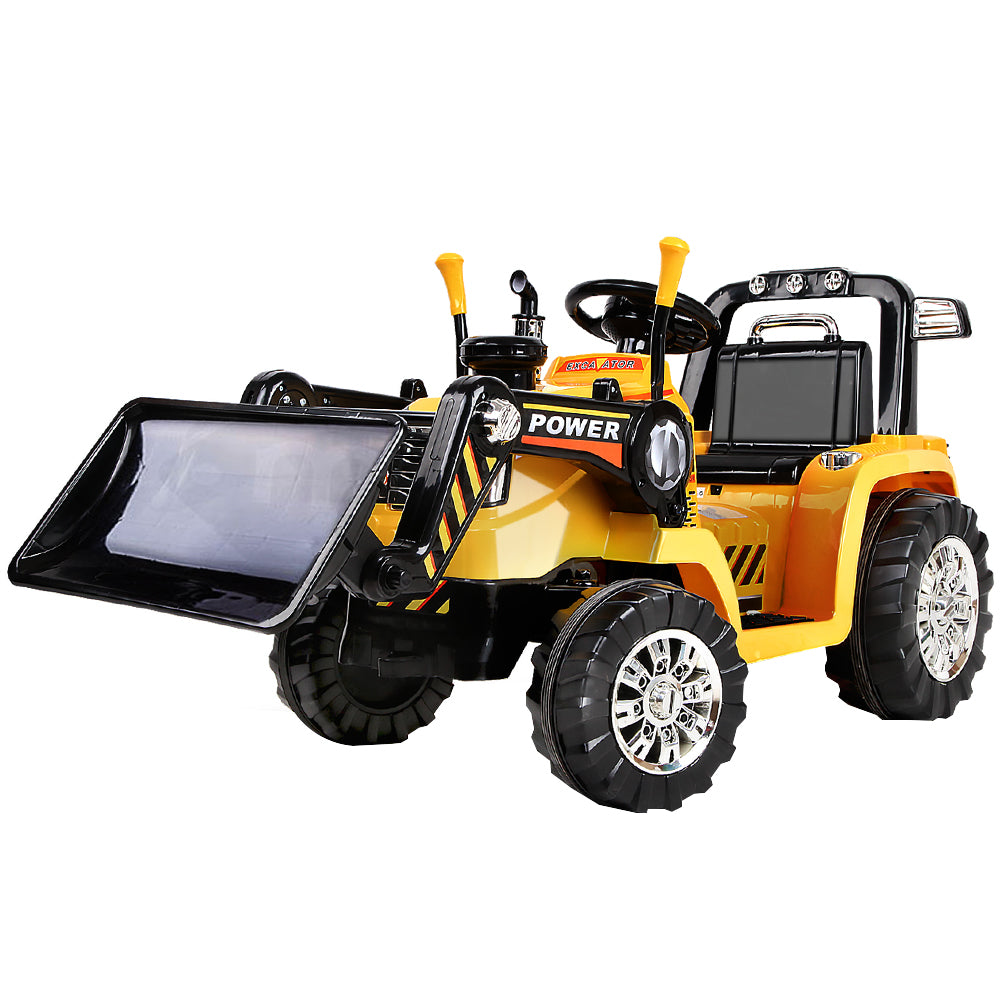 Rigo Kids Electric Ride On Car Bulldozer Digger Loader Remote 6V Yellow