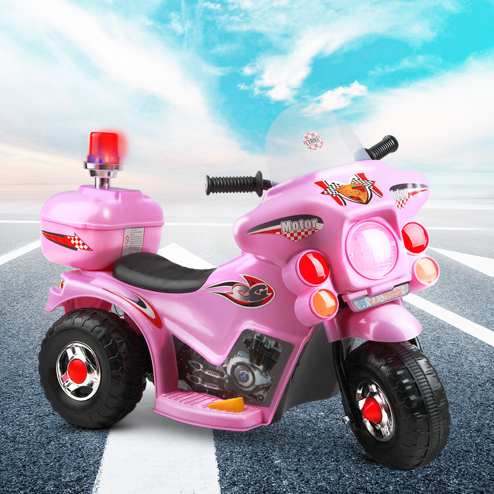 Rigo Kids Electric Ride On Police Motorcycle Motorbike 6V Battery Pink