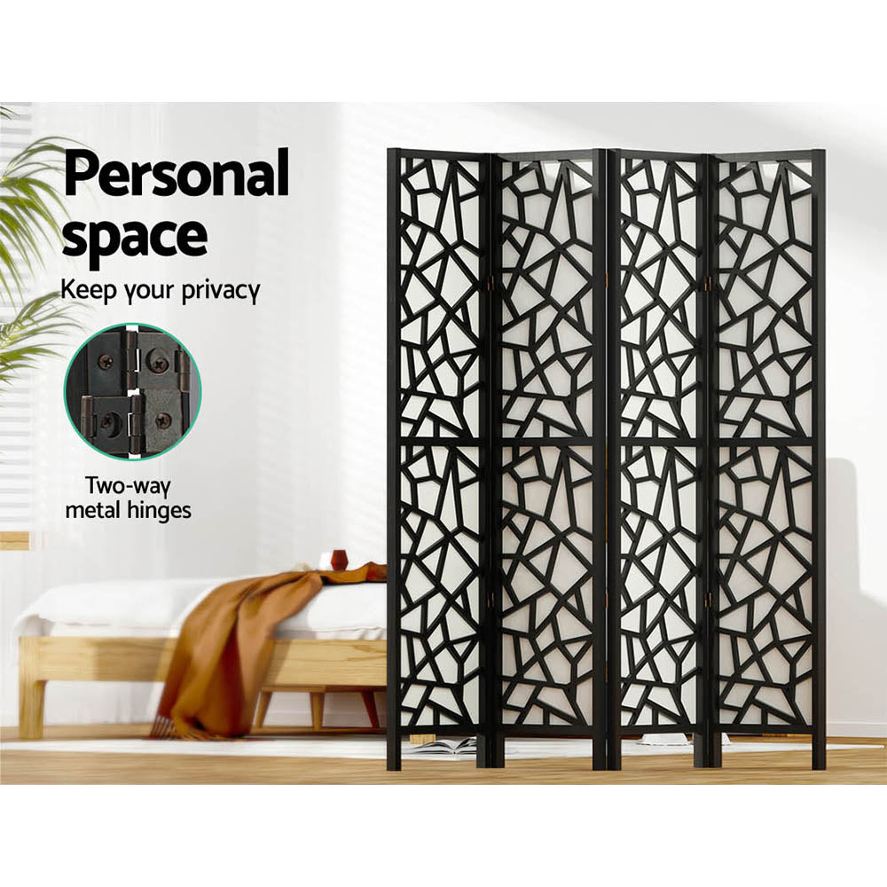 Artiss 4 Panel Room Divider Screen 162x170cm Clover Black