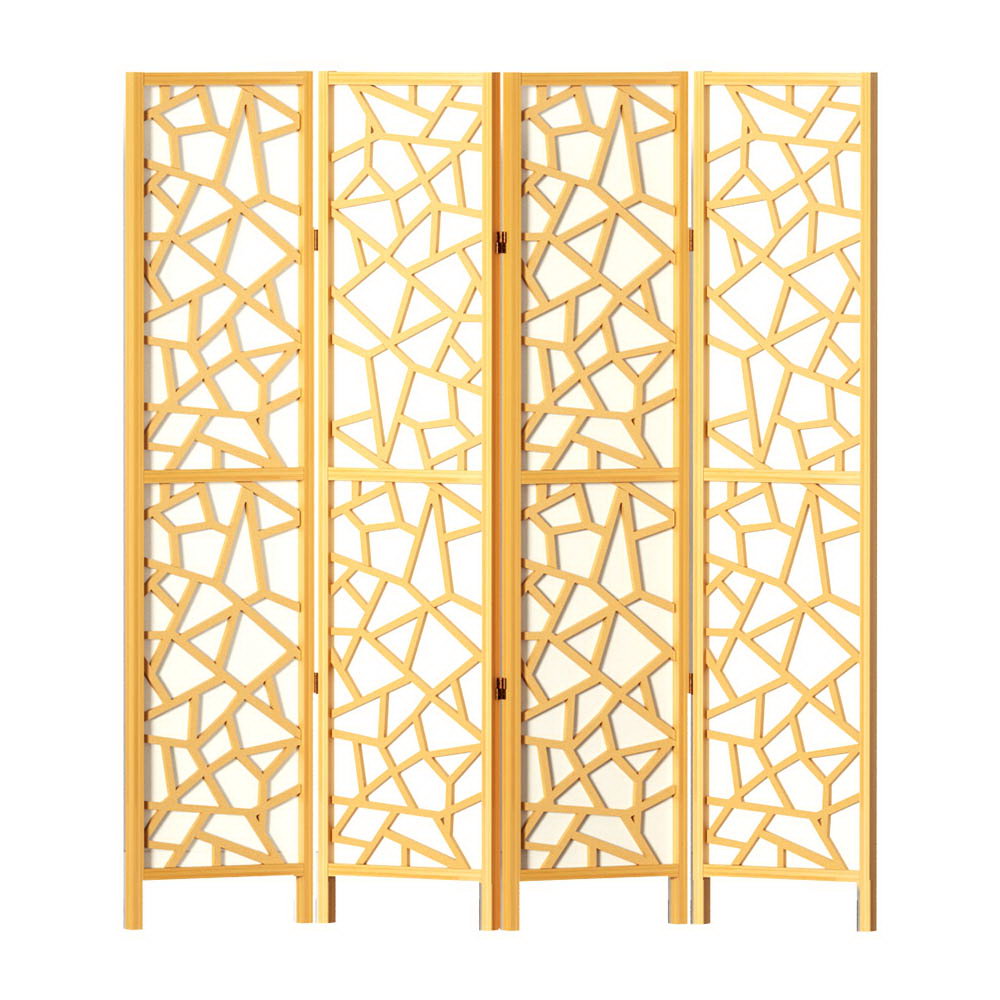 Artiss 4 Panel Room Divider Screen 162x170cm Clover Natural