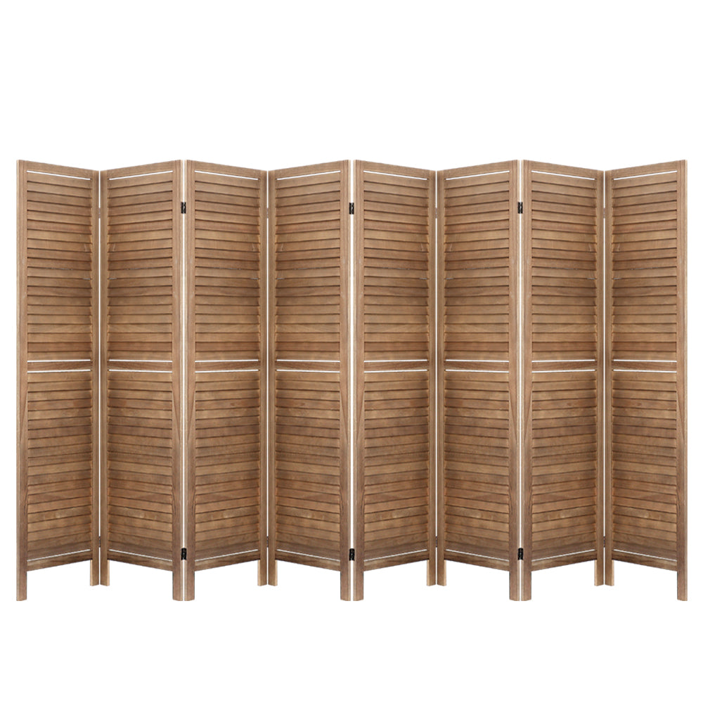 Artiss 8 Panel Room Divider Screen 326x170cm Louver Oak