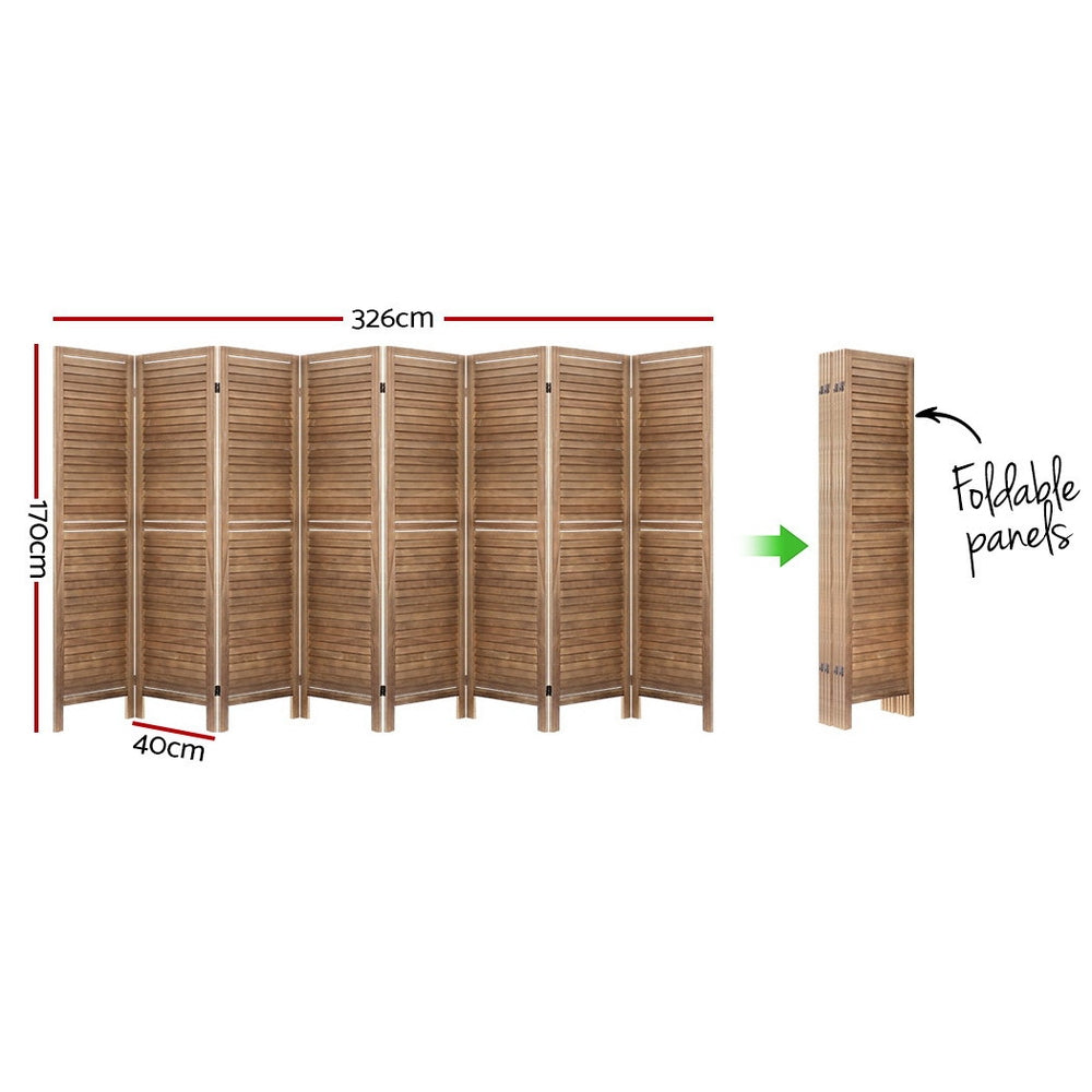 Artiss 8 Panel Room Divider Screen 326x170cm Louver Oak