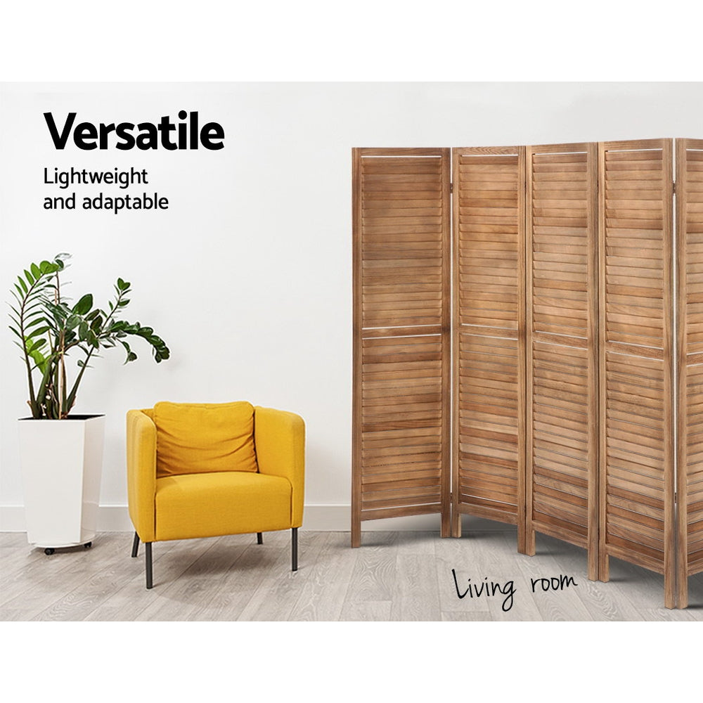 Artiss 8 Panel Room Divider Screen 326x170cm Louver Oak