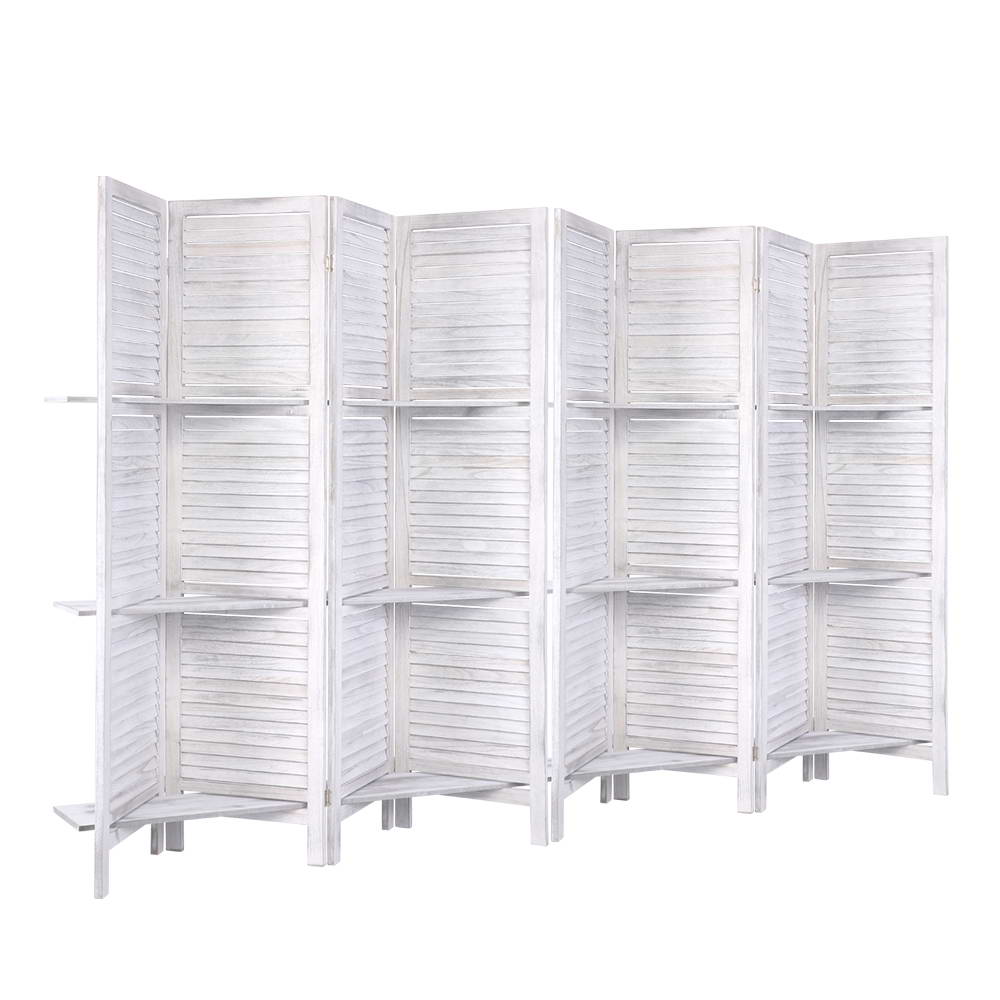 Artiss 8 Panel Room Divider Screen 326x170cm Shelf White