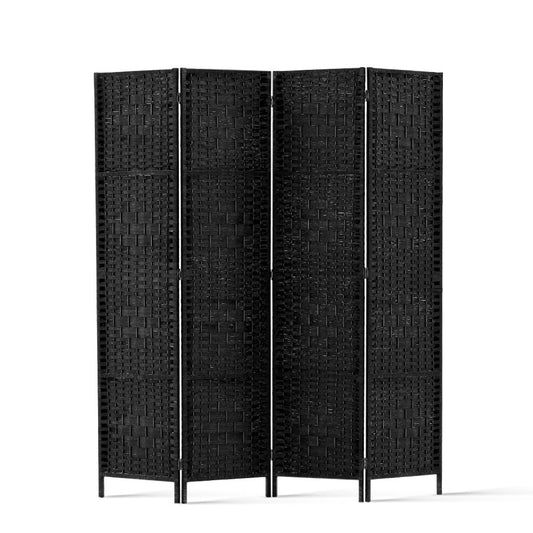 Artiss 4 Panel Room Divider Screen 163x170cm Woven Black