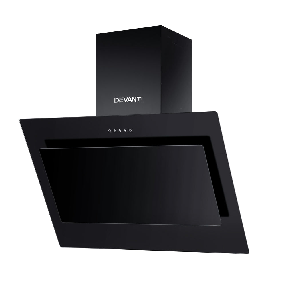 Devanti 900mm Range Hood 90cm Rangehood Glass Black