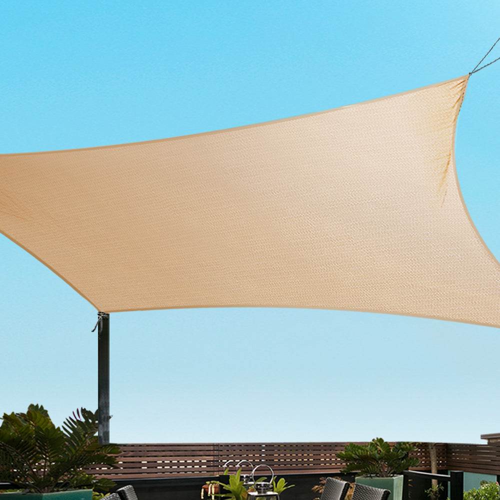 Instahut Shade Sail 2x4m Rectangle 280GSM 98% Sand Shade Cloth