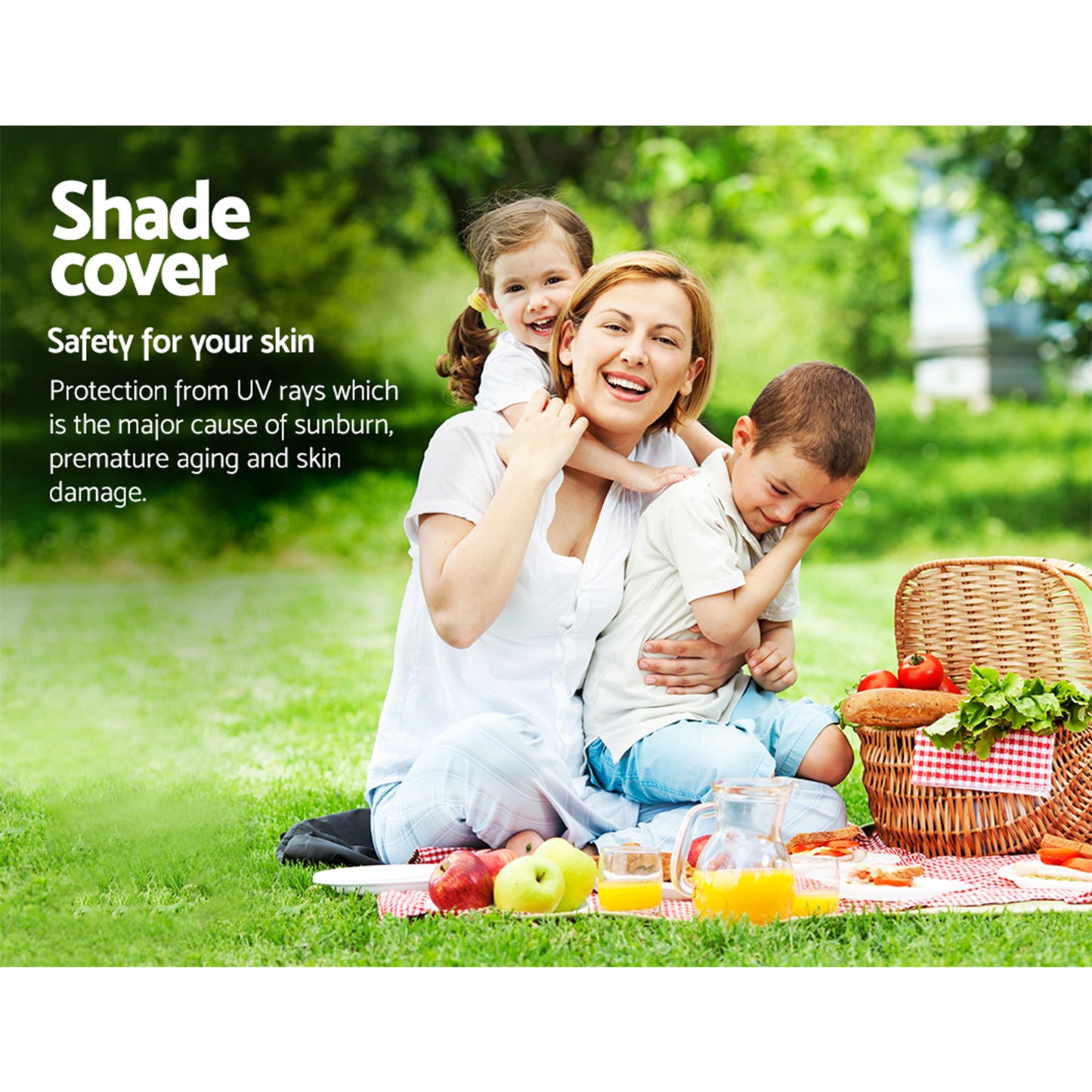 Instahut Shade Sail 4x6m Rectangle 280GSM 98% Black Shade Cloth