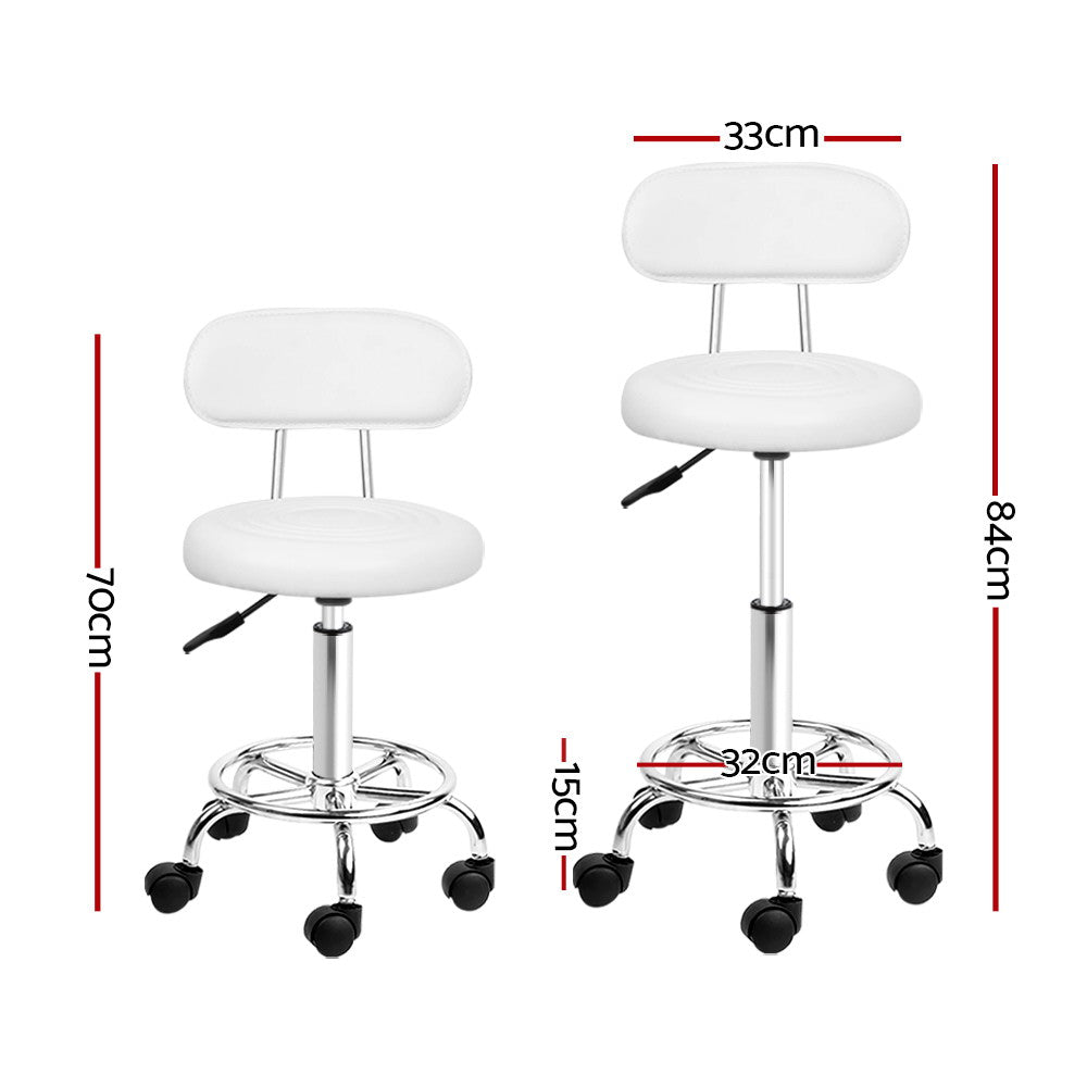 Artiss Salon Stool Swivel Chair Backrest White