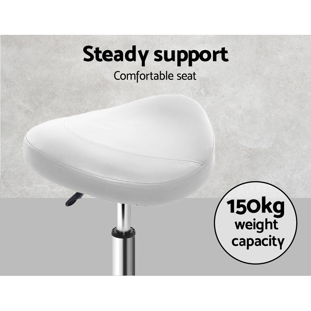 Artiss Salon Stool Saddle Swivel Chair White