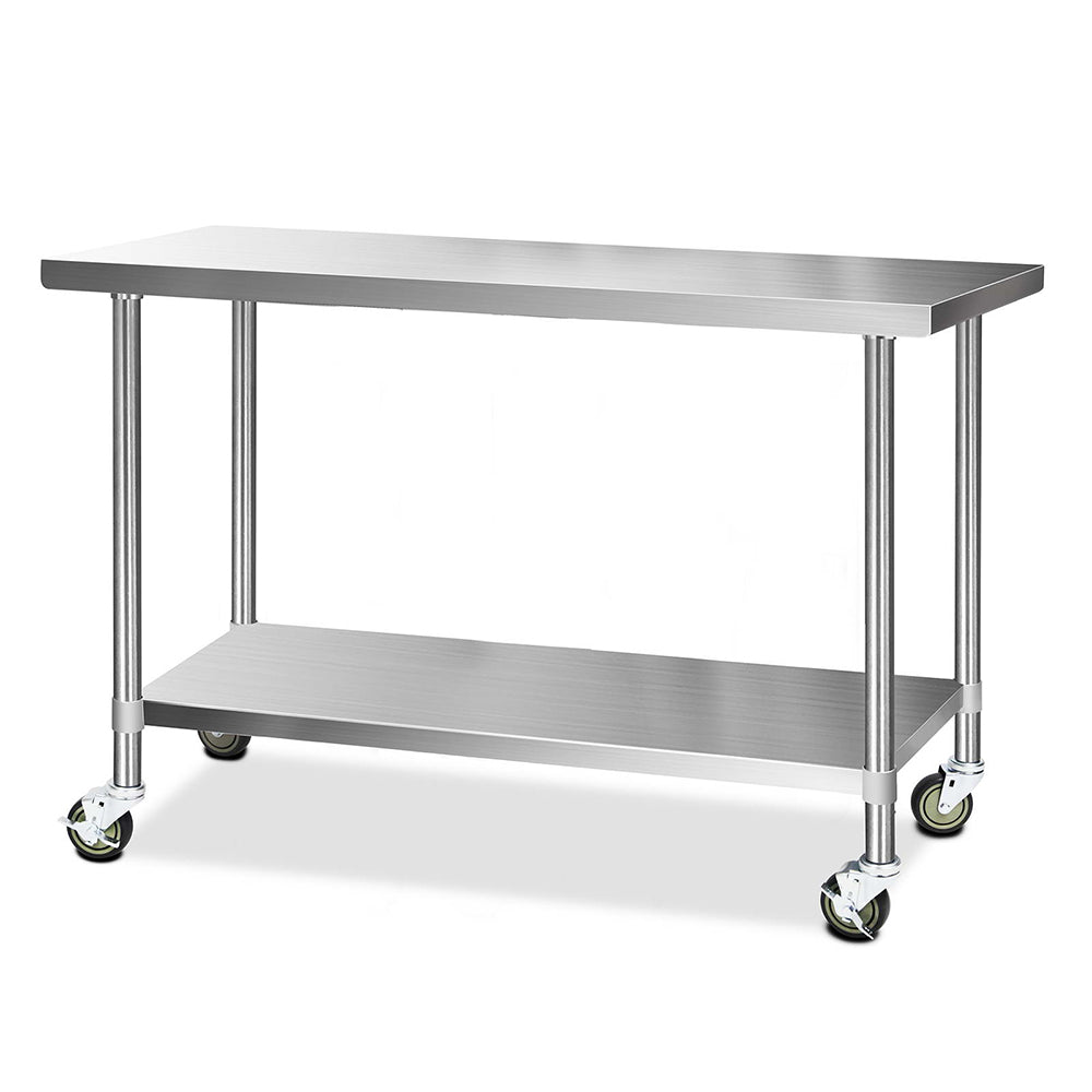 Cefito 1524x610mm Stainless Steel Kitchen Bench with Wheels 304