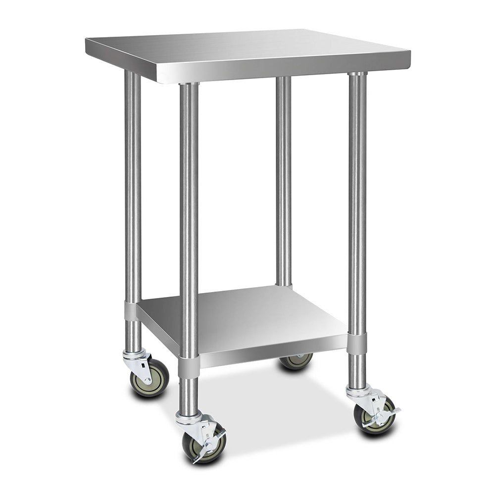 Cefito 610x610mm Stainless Steel Kitchen Bench with Wheels 430