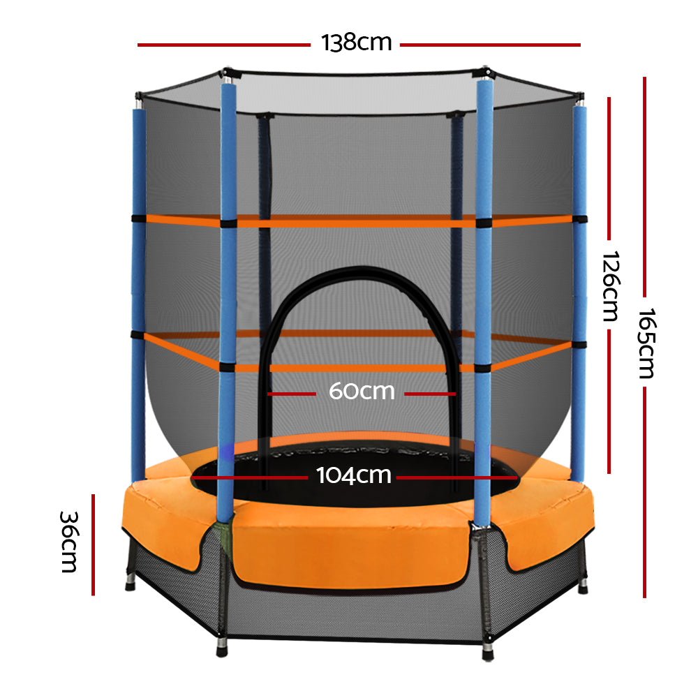 Everfit 4.5FT Trampoline for Kids w/ Enclosure Safety Net Rebounder Gift Orange