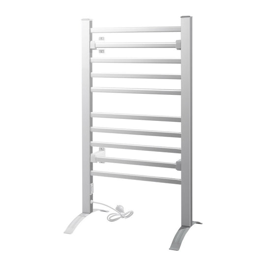 Devanti Electric Heated Towel Rail Rack 10 Bars Freestanding Clothes Dry Warmer