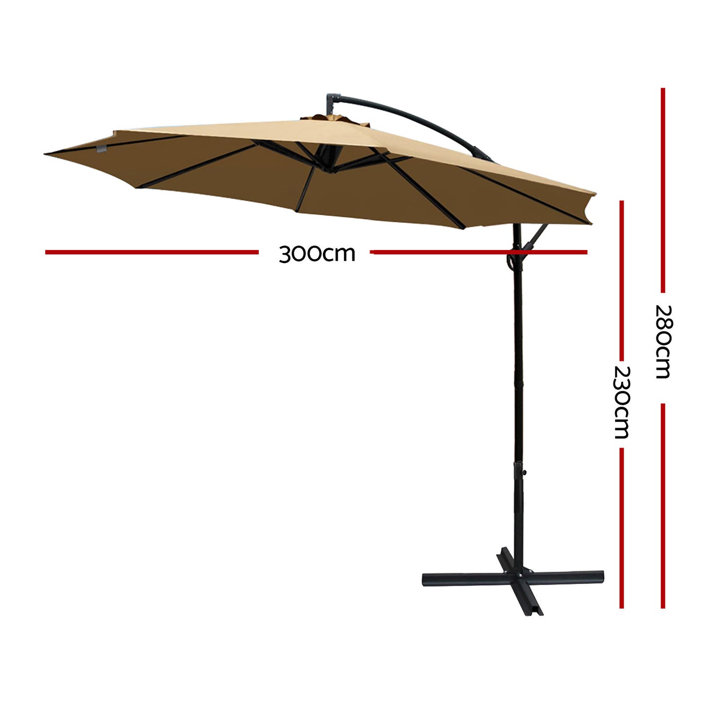 Instahut 3m Outdoor Umbrella Cantilever Beach Garden Patio Beige