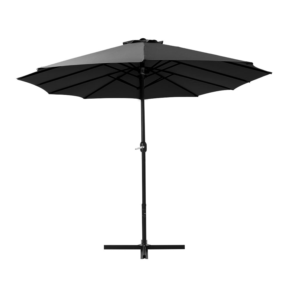 Instahut 4.57m Outdoor Umbrella Beach Pole Garden Tilt Black