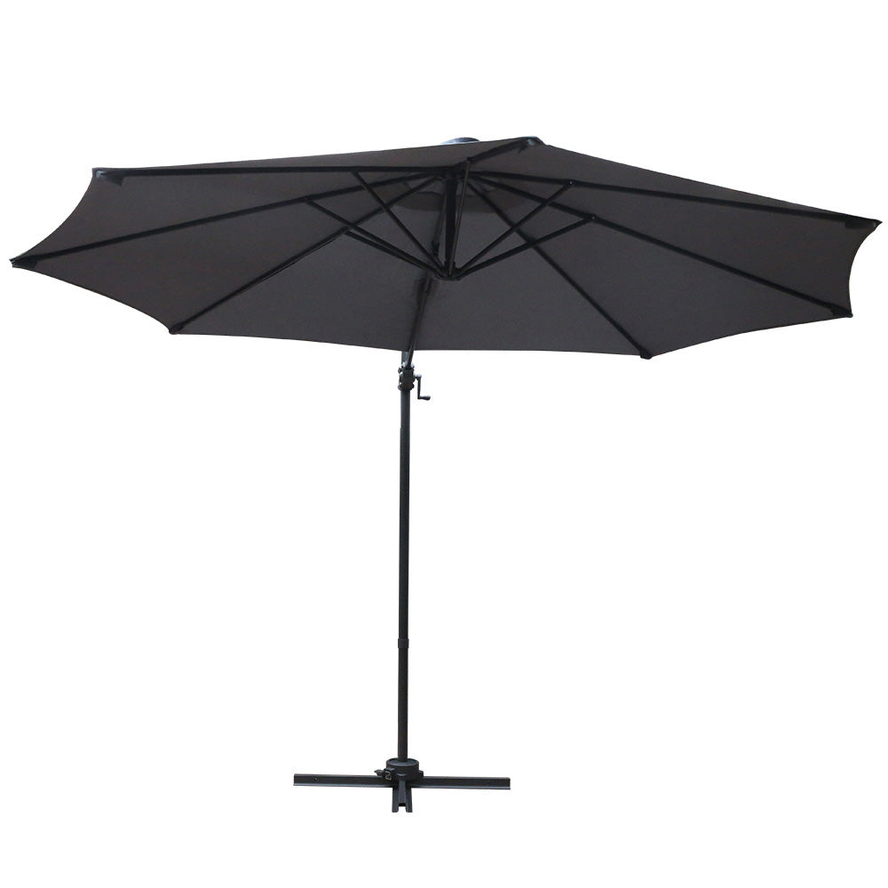 Instahut 3m Outdoor Umbrella Cantilever 360 Degree Tilt Beach Roma Charcoal