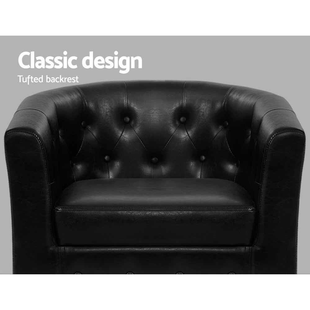 Artiss Armchair Set with Ottoman Black Ava