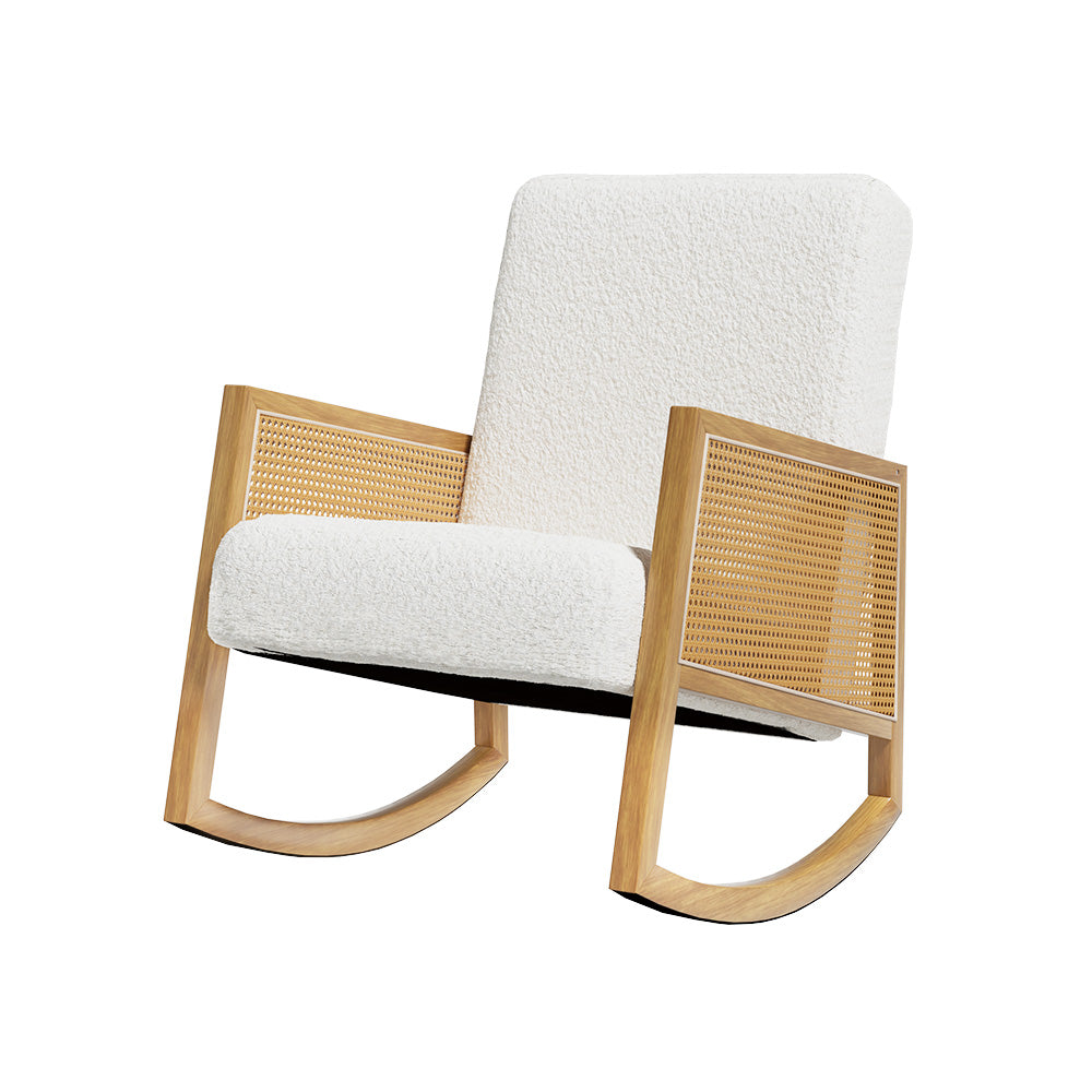 Artiss Armchair Rocking Chair Boucle Rattan White