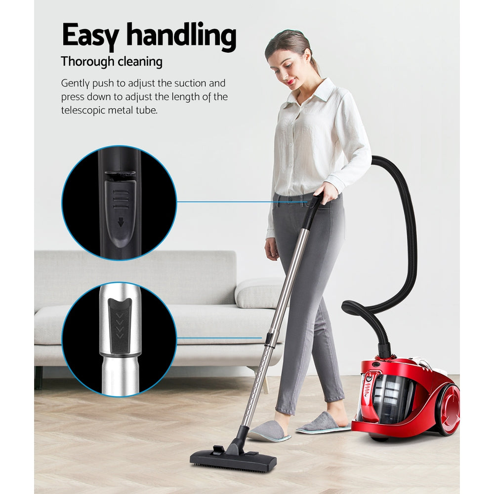 Devanti 2200W Bagless Vacuum Cleaner Red