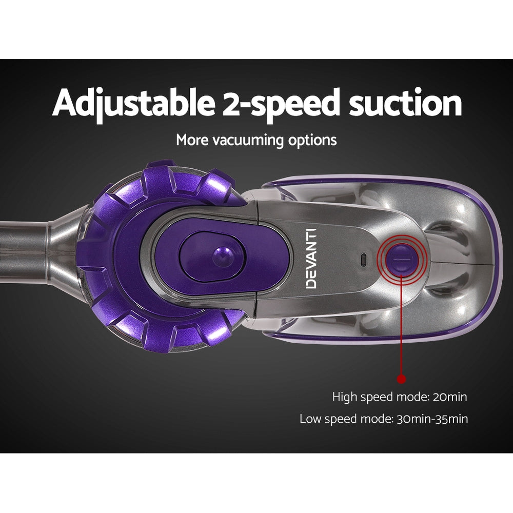 Devanti Handheld Vacuum Cleaner Cordless Roller Brush Head 150W Purple