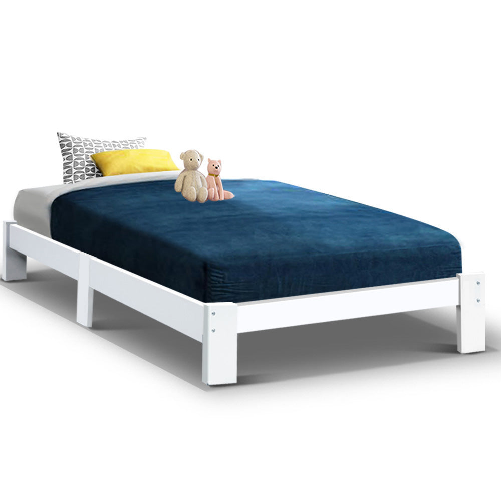 Artiss Bed Frame King Single Size Wooden White JADE