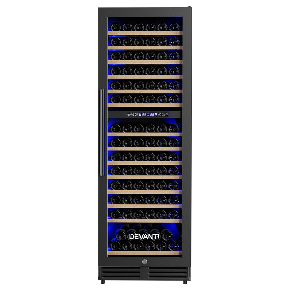 Devanti Wine Cooler Fridge Dual Zone 154 Bottles